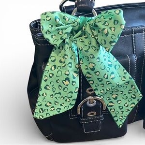 Green Leopard Animal Print Skinny Scarf